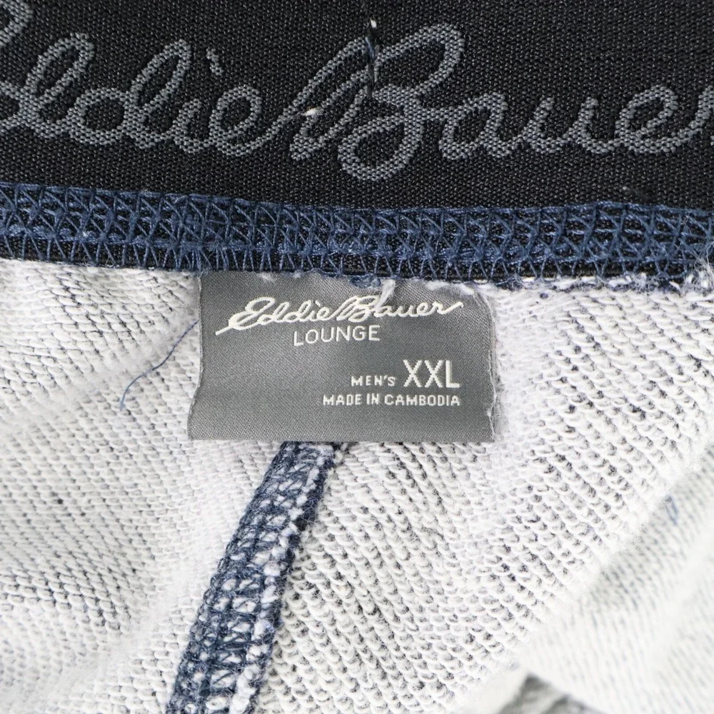Eddie Bauer Lounge Sweatpants Mens 2XL Blue Heathered Stretch Pockets Drawstring